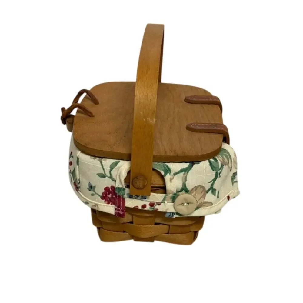 Longaberger Small Purse Basket Lid Liner Leather Hinges Toggle 2005